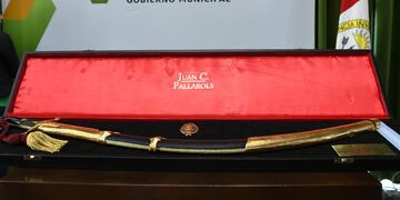 El sable corvo de San Martín, el calco hecho por el reconocido orfebre Juan Pallarols.