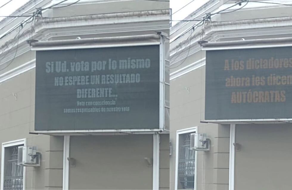 Denuncian que un colegio de Córdoba rompió la veda electoral con polémicos mensajes en una pantalla pública
