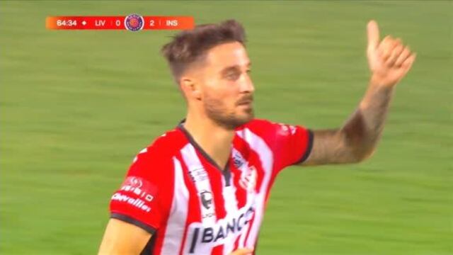 Pulgar arriba el del delantero Nicolás Mazzola, quien marcó el 2-0 de Instituto. (Captura de TV)