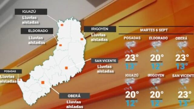 Martes con algo de inestabilidad y probabilidad de precipitaciones en Misiones.