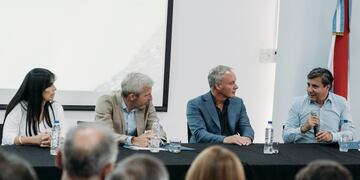 De izquierda a derecha: Alicia Aluani, Rogelio Frigerio, Darío Schneider y Henry Moreno (BID).