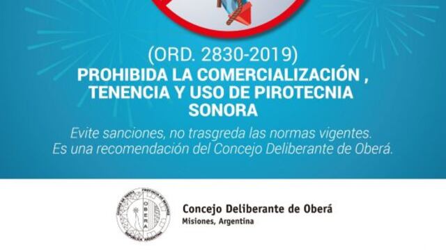 Oberá: recuerdan que está prohibida la venta de pirotecnia sonora