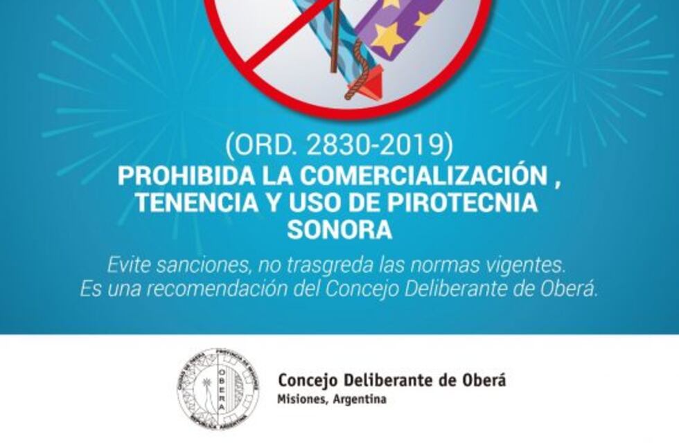 Oberá: recuerdan que está prohibida la venta de pirotecnia sonoras