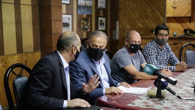 Roberto Munives jefe de Policía, el ministro de Seguridad Raúl Levrino y el presidente de la Cámara de Turismo Gabriel Bessone.