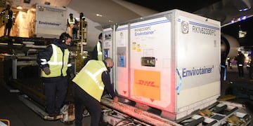 AstraZeneca. Este lunes llegaron al país más de 800 mil dosis de la fórmula británica. Antes de fin de mes arribaría otra partida. (Presidencia de la Nación)