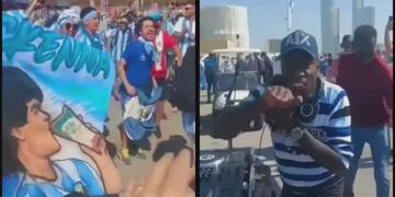 Los hinchas argentinos bailaron y gozaron al ritmo de La Mona Jiménez en Qatar.