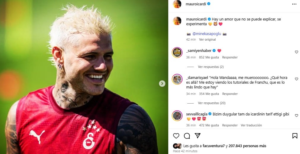 Mauro Icardi se hizo presente en Instagram y la China Suárez lo apoyó.