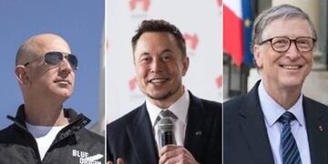 Jeff Bezos de Amazon, Elon Musk de Tesla y Bill Gates, tres de los multimillonarios de entre los más poderosos del mundo. Foto: La Voz
