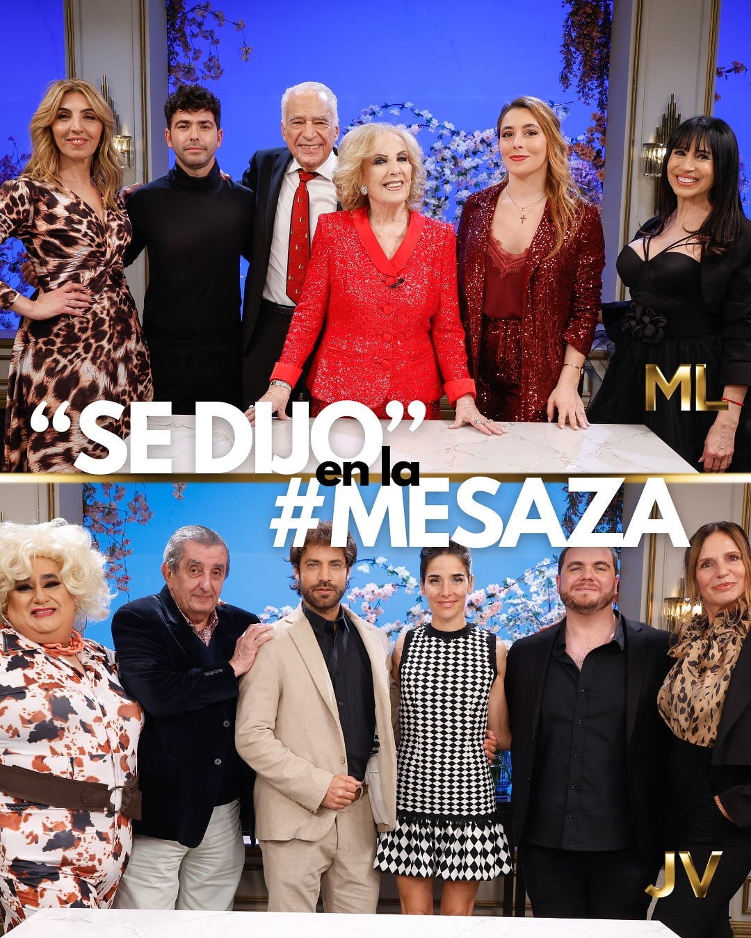 Juana Viale y Mirtha Legrand con sus respectivos invitados.