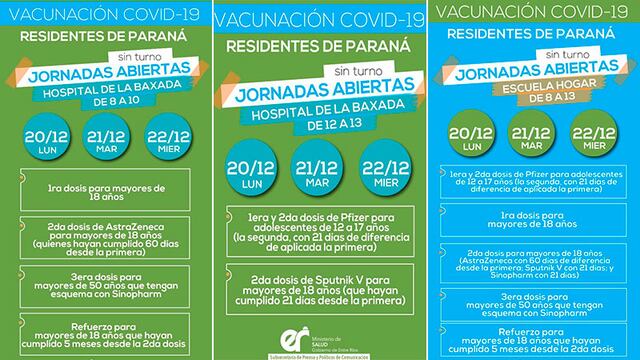 Jornadas múltiples de vacunación en Paraná.