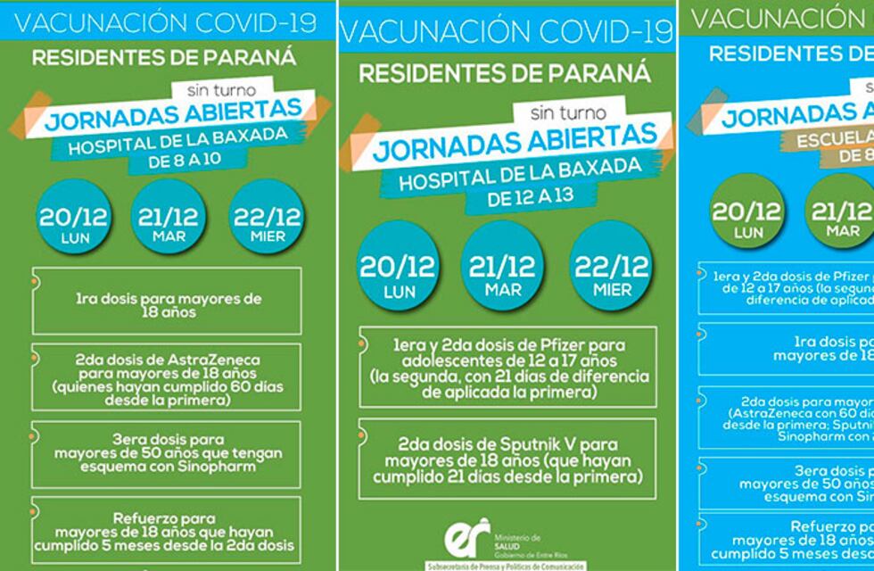 Habrá masivas jornadas de vacunación en Paraná: el detalle