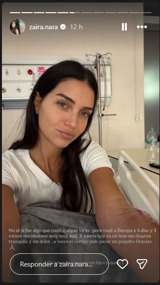 Zaira Nara se mostró desde la clínica y causó preocupación