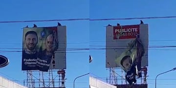 La gigantografía removida se encontraba en una esquina privilegiada a dos cuadras de la Municipalidad de Lomas de Zamora. Foto: Captura video