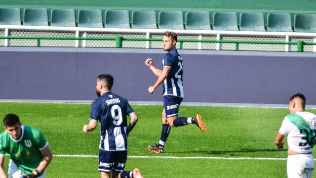 Ángelo Martino festeja el 1-0 de Talleres ante Banfield en Buenos Aires por la Liga Profesional. (Federico López Claro)