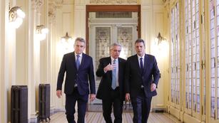 Alberto Fernández, Sergio Massa y Agustín Rossi.