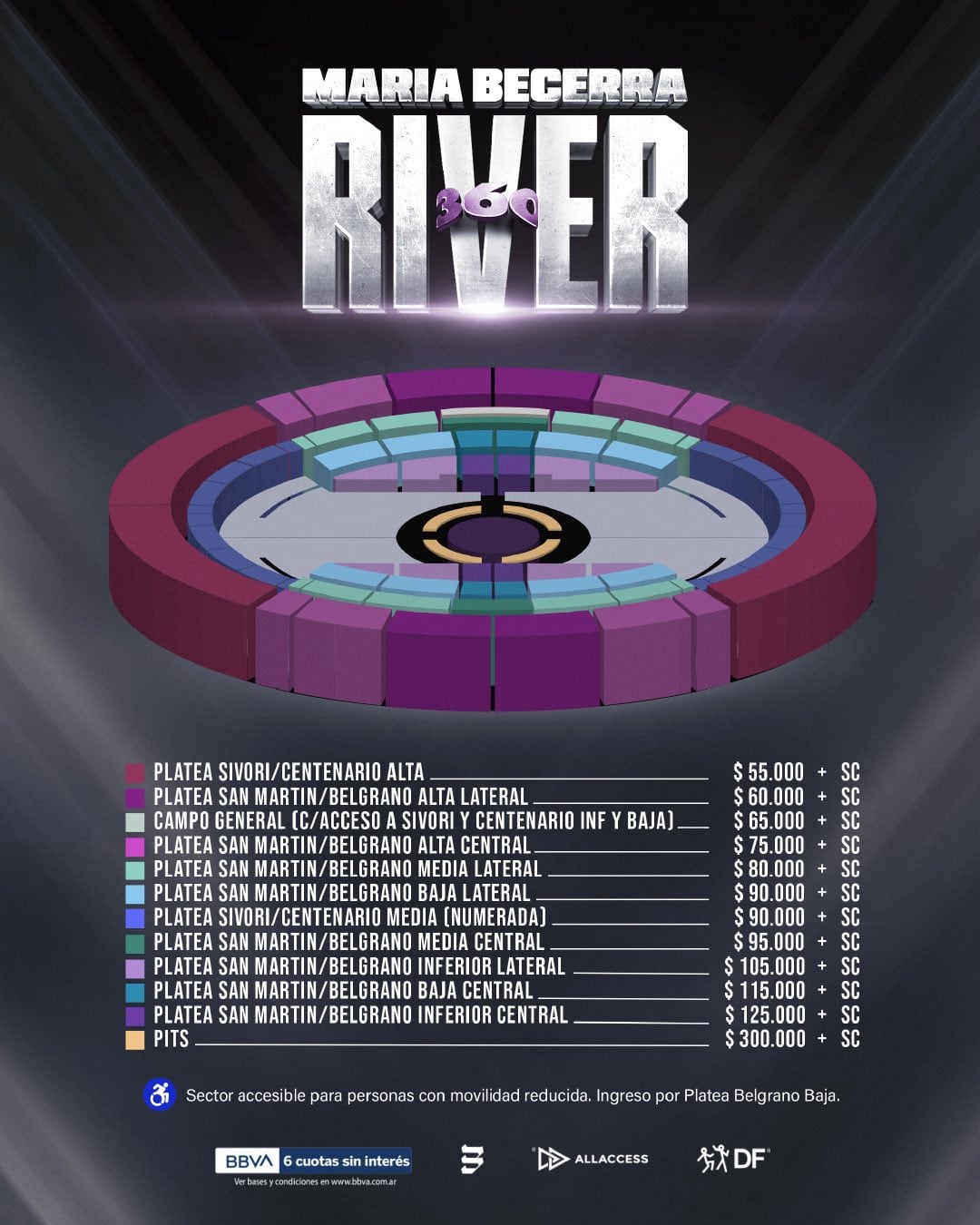 María Becerra en River con un show 360°: mapa de ubicaciones y precios de entrada de cada sector