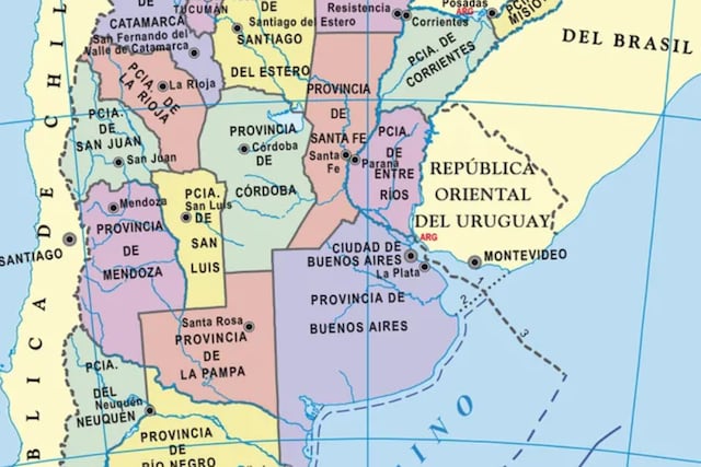 Mapa de una parte de Argentina. (La Nación)