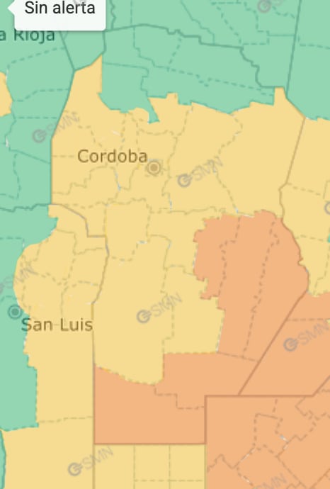 Rigen alertas naranja y amarilla por tormentas este sábado 4 de octubre en Córdoba.