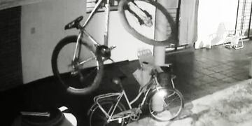 Así "pescaron" y se llevaron una bicicleta en Córdoba.