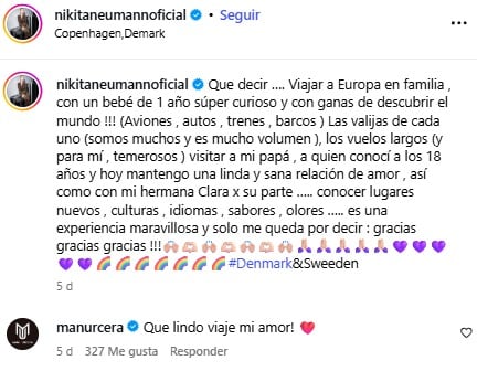 Nicole Neumann en Instagram.