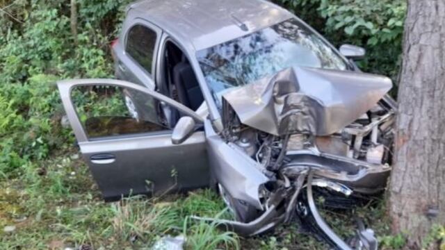 Accidente vial en El Alcázar: despistó e impactó contra un árbol.