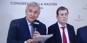El gobernador de Jujuy Gerardo Morales participó este mediodía de una reunión de mandatarios del Norte Grande en el Congreso de la Nación.