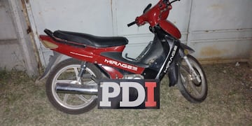 La moto robada y recuperada por la PDI