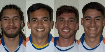 Leonardo Pedrozo, Matías Leiva, Lucio Simoncini y Christian Tomei. Puntaltenses que integran la selección bahiense de hockey.