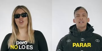 Captura del video que Wanda Nara y L-Gante grabaron para advertir sobre los riesgos de las apuestas online en sitios ilegales. (Captura)