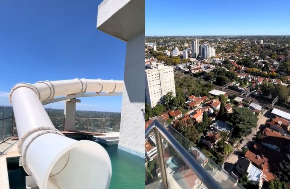 Está en el piso 28, tiene 4 baños y un tobogán en la piscina: cuánto cuesta el penthouse viral de Lomas de Zamora