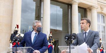 El presidente Alberto Fernández brindó una rueda de prensa junto a su par francés, Emmanuel Macron.