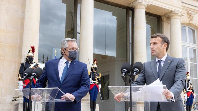 El presidente Alberto Fernández brindó una rueda de prensa junto a su par francés, Emmanuel Macron.