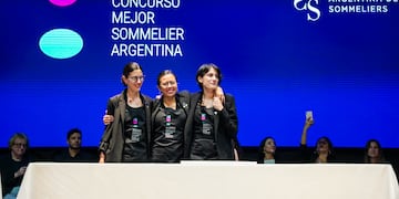 Delvis Huck, Alma Cabral y Andrea Donadio, compitieron este sábado por el título de Mejor Sommelier de Argentina.