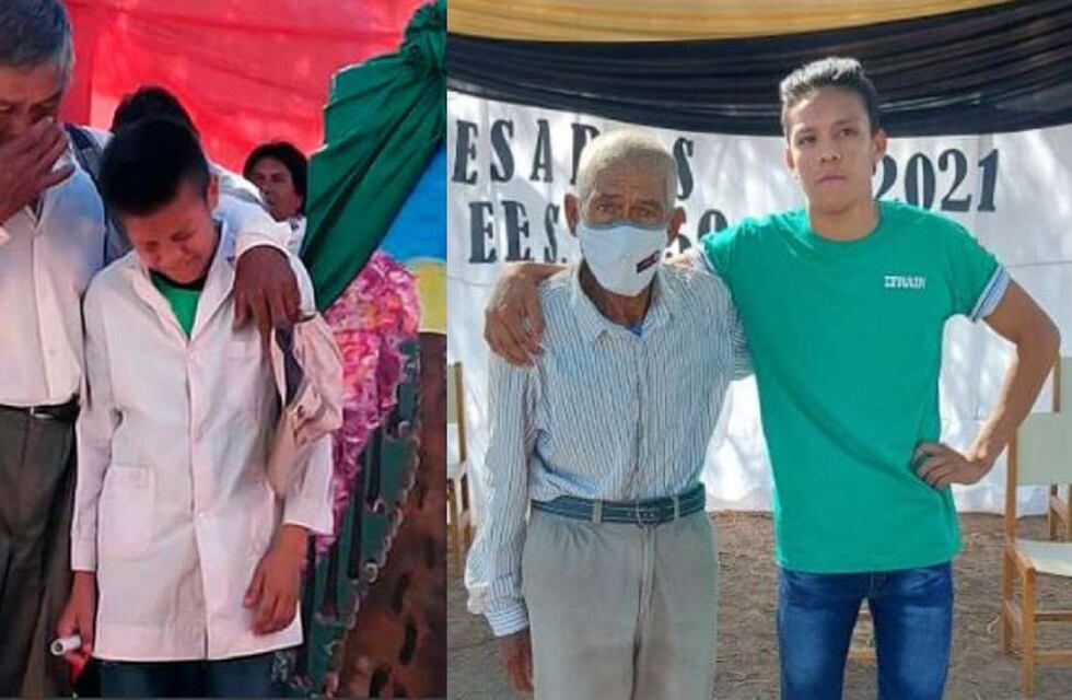 La historia de superación de Efraín Delgado, el joven qom que completó la secundaria y repitió la foto con su abuelo