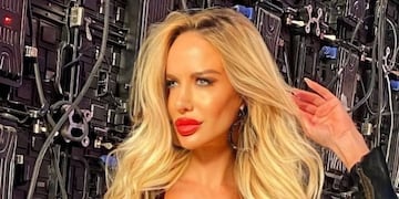 Luciana Salazar posó con un minitop en color blanco con transparencias y un jugado escote