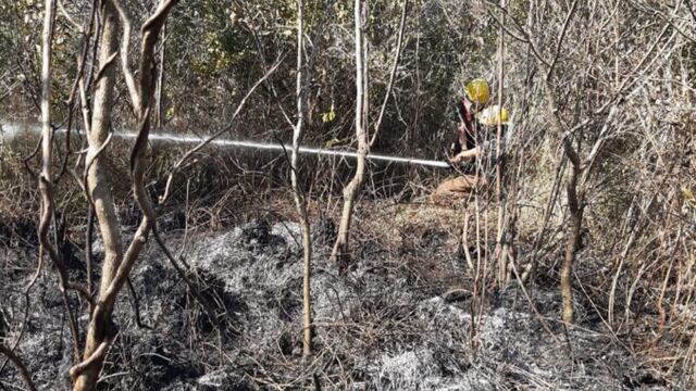 Bomberos voluntarios de Puerto Iguazú sofocan incendio en las 2.000 Hectáreas.