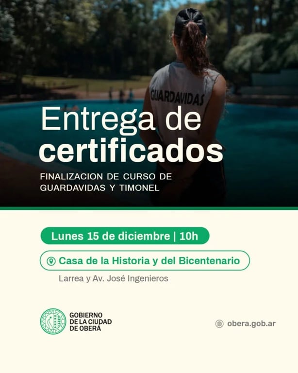 Oberá celebra la primera promoción de la Escuela Provincial de Guardavidas y Timonel.