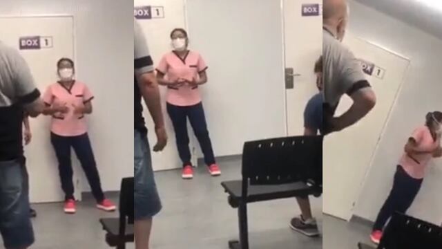 La imagen, capturada del video, muestra a la profesional de la salud explicándole el porqué de las demoras de los testeos en un hospital de Tunuyán. Gentileza