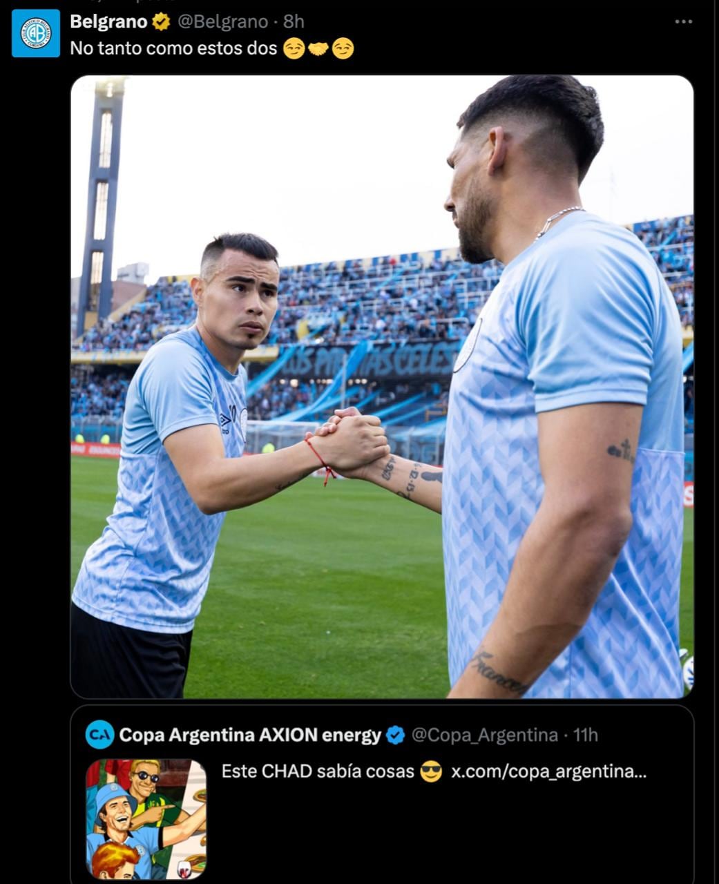 El divertido cruce entre Copa Argentina y Belgrano por el triunfo sobre Independiente.