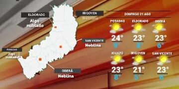 Tiempo en Misiones: domingo con nubosidad y mínimas de 6°