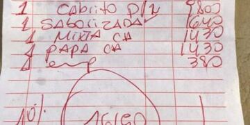 El ticket de la polémica en Huerta Grande (Gentileza La Estafeta Online).