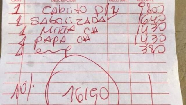 El ticket de la polémica en Huerta Grande (Gentileza La Estafeta Online).