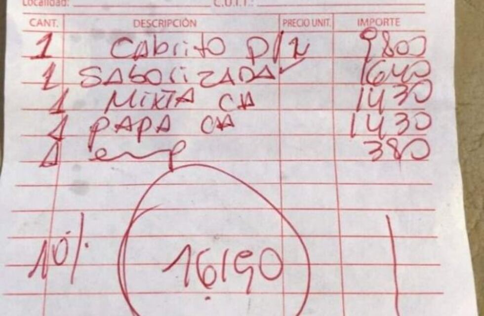 Ticket polémico en Huerta Grande: más de $9.000 por un cabrito