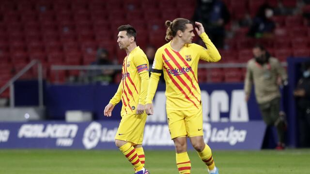 Messi y Griezmann en un partido del Barcelona.