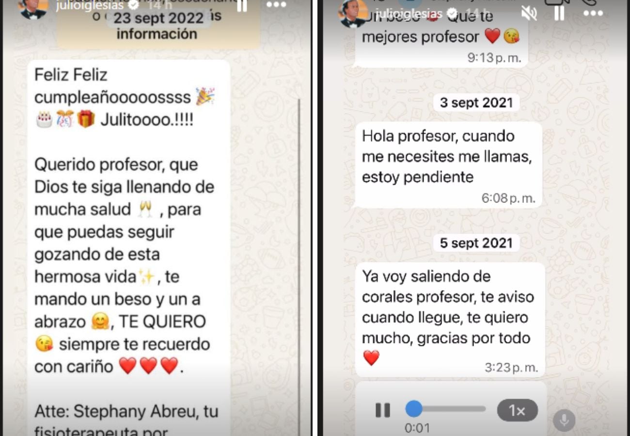 Los chats que mostró Julio Iglesias contra sus exempleadas que lo denunciaron