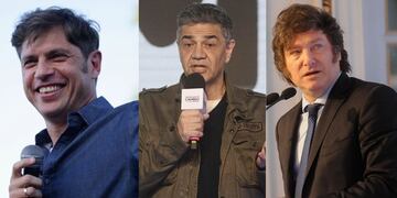 Kicillof, Macri y Milei