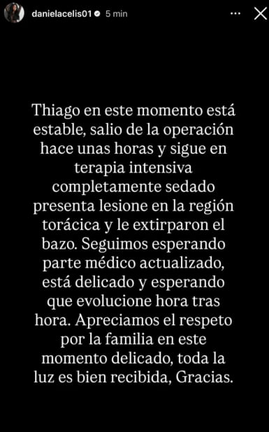 Cómo está Thiago Medina.