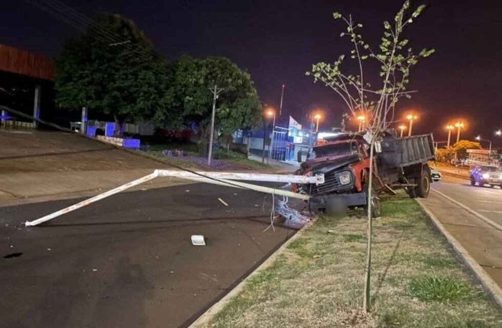 Posadas: camión despistó y derribó un poste de luz