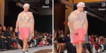 Un youtuber se coló en el desfile de moda de Nueva York y caminó con una bolsa de basura como vestuario: nadie se dio cuenta