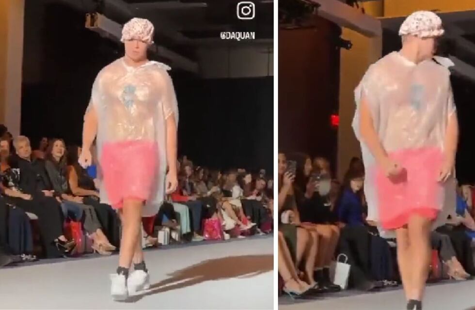 Un youtuber se coló en un desfile de moda y caminó con una bolsa de basura como vestuario: nadie se dio cuenta